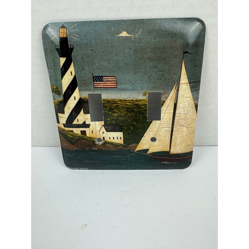 Warren Kimble Folk Art Lighthouse Sailboat Metal Double Toggle Switch Plate